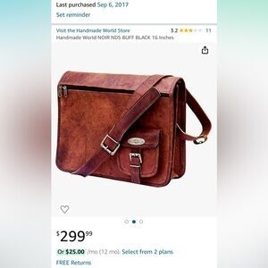 Leather messenger bag or computer case